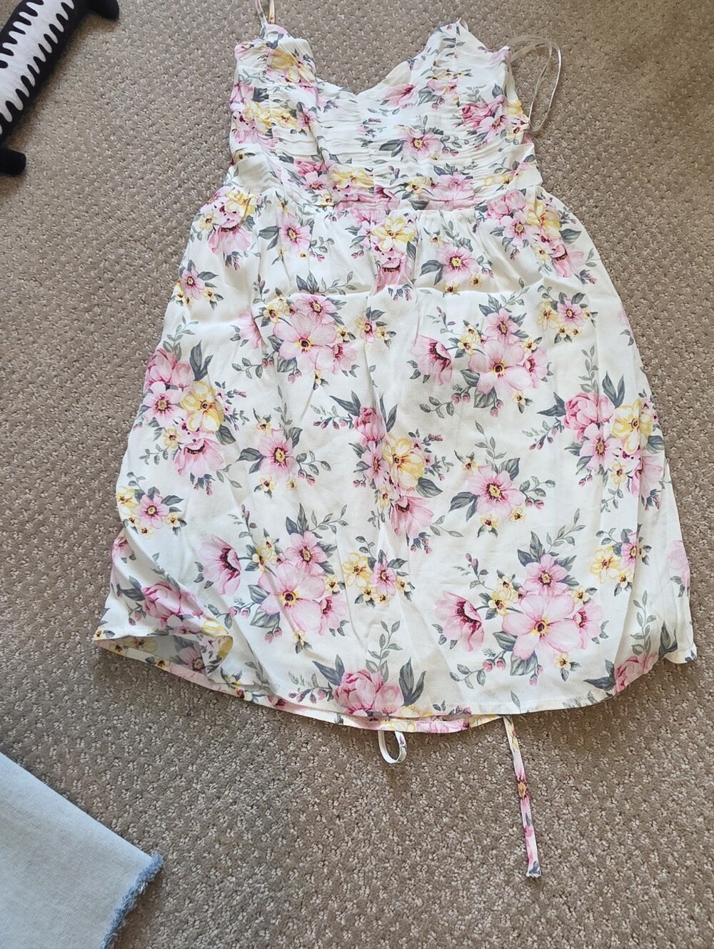 NWT-Forever 21 White Floral Mini Dress with Pink and Yellow Flowers